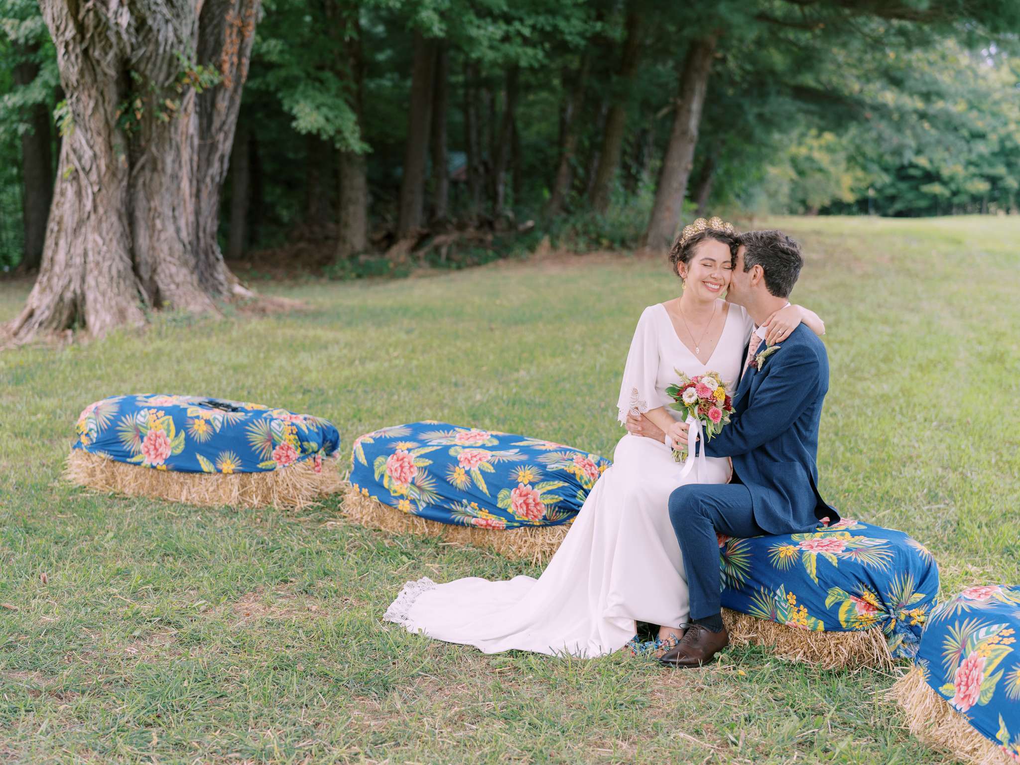 Bride and Groom photos from a farm wedding captured on film at a private estate in Northeast Ohio