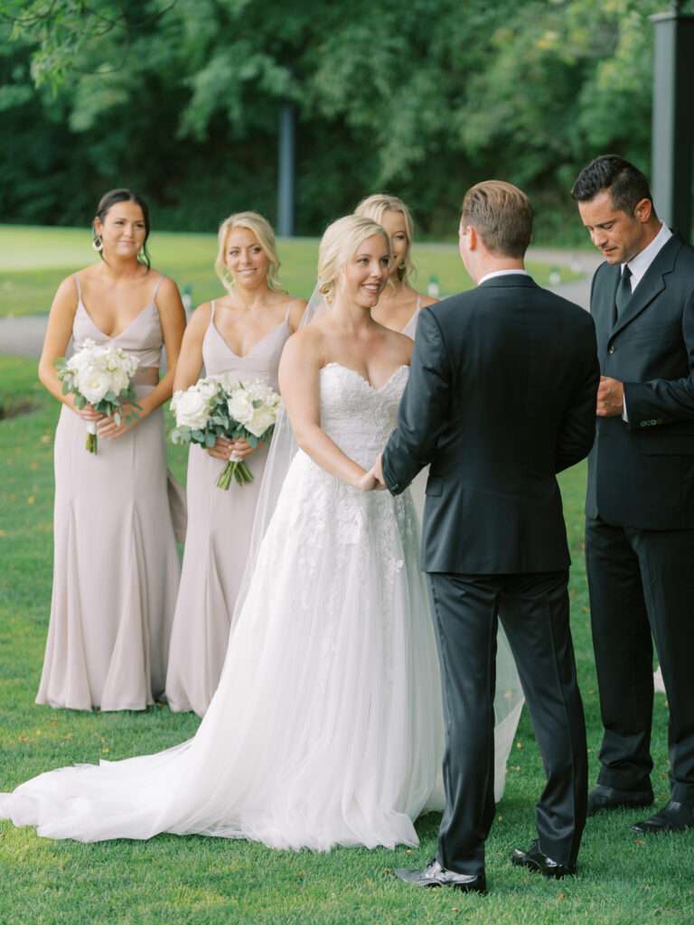 Outdoor wedding ceremony photos at New Albany Country Club from a small, intimate late summer wedding 