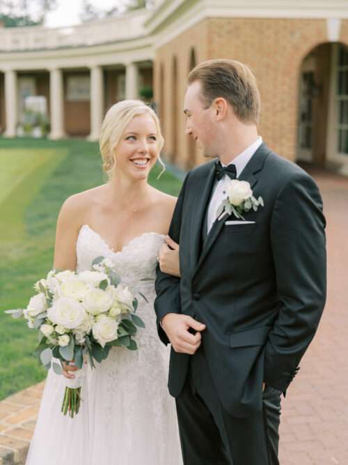 Bride and Groom photos at New Albany Country Club from a small, intimate late summer wedding 