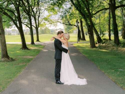 Bride and Groom photos at New Albany Country Club from a small, intimate late summer wedding 