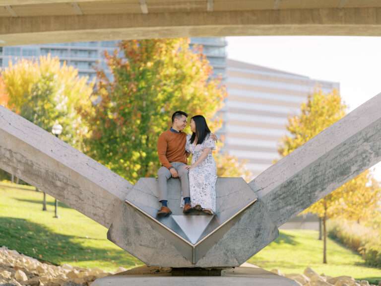 Park of Roses engagement photos in Columbus, Ohio at the peak of fall color with Emily and Sam