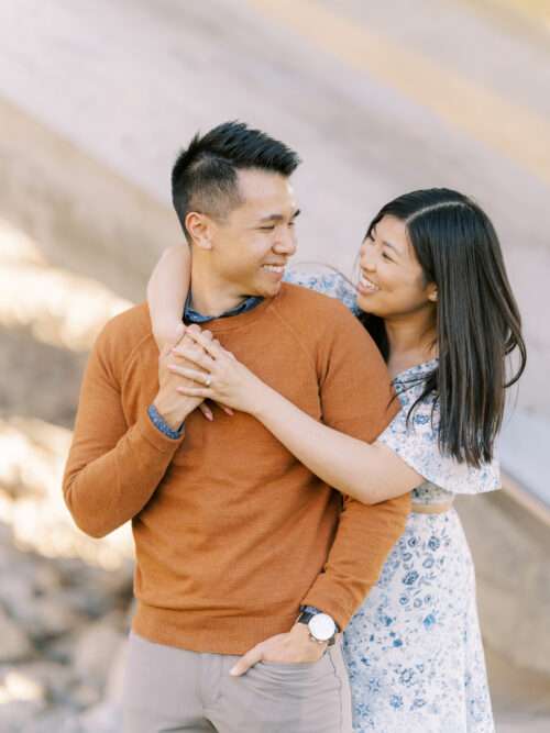 Park of Roses engagement photos in Columbus, Ohio at the peak of fall color with Emily and Sam