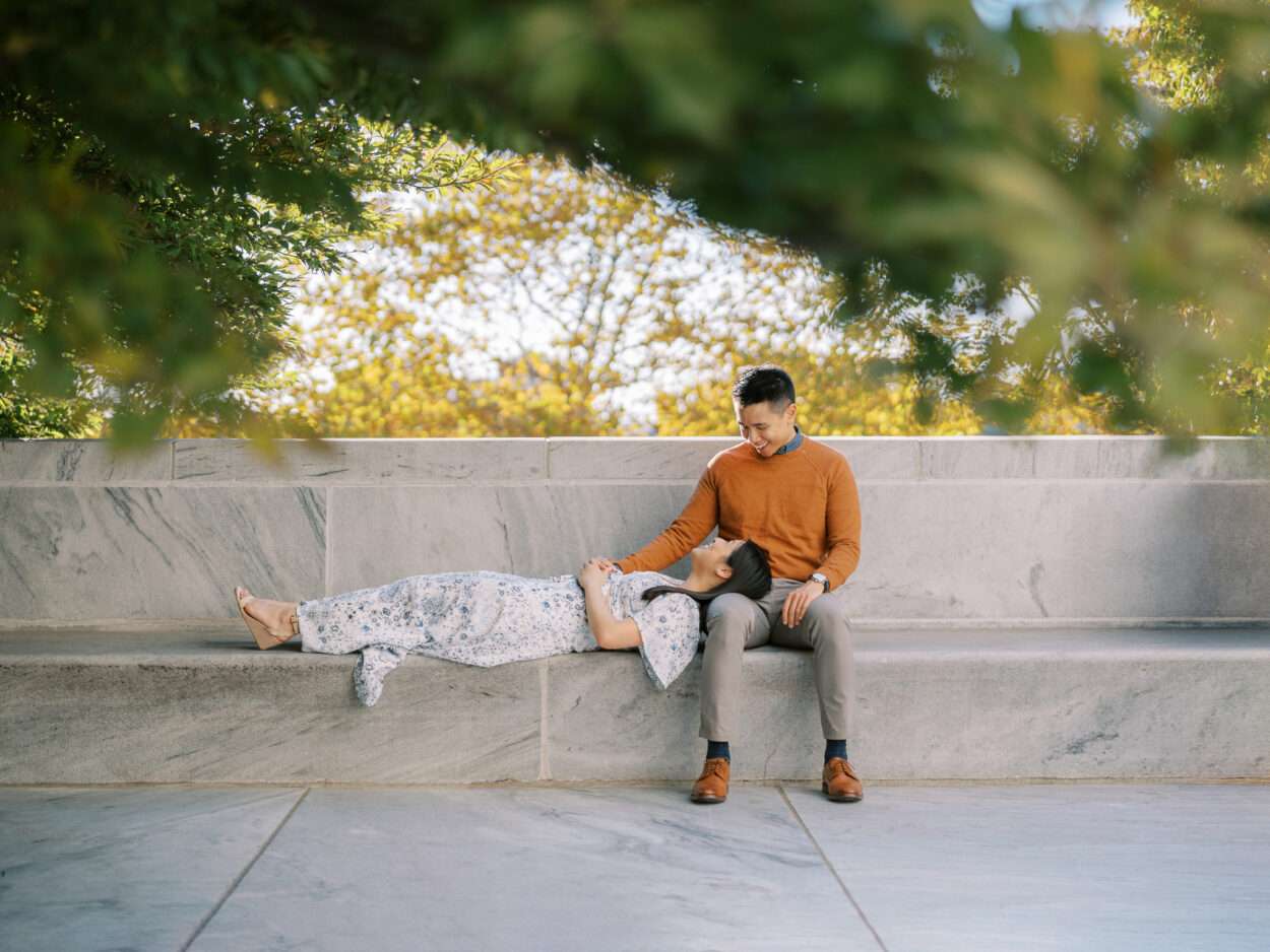 Park of Roses engagement photos in Columbus, Ohio at the peak of fall color with Emily and Sam