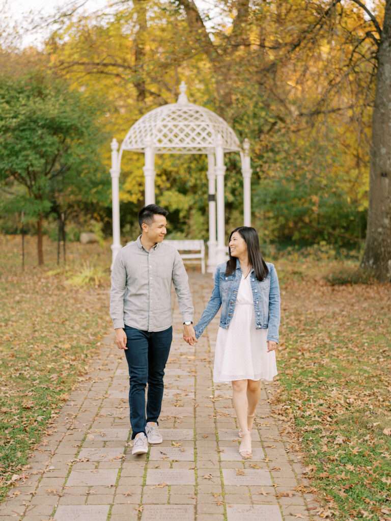 Park of Roses engagement photos in Columbus, Ohio at the peak of fall color with Emily and Sam