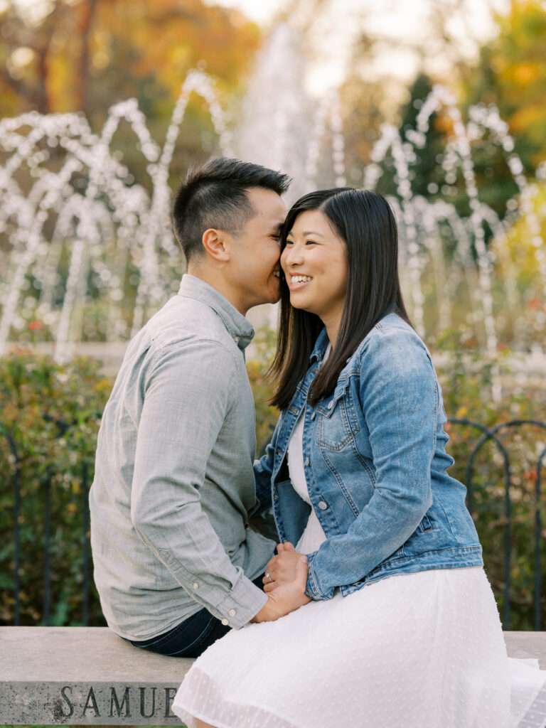 Park of Roses engagement photos in Columbus, Ohio at the peak of fall color with Emily and Sam