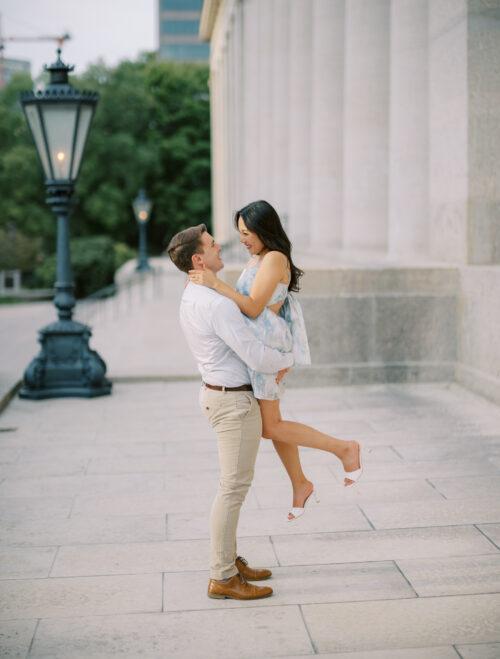 Columbus, Ohio engagement photos at Schiller Park, German Vilalge, and Capitol Square by Columbus, Ohio wedding photographer Hunter Photographic.