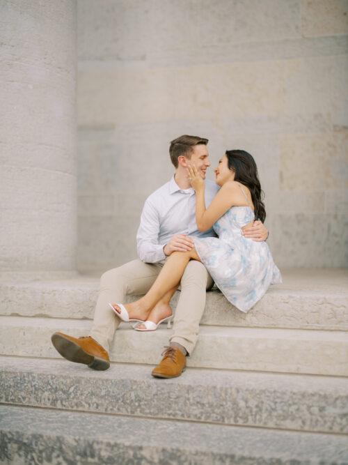 Columbus, Ohio engagement photos at Schiller Park, German Vilalge, and Capitol Square by Columbus, Ohio wedding photographer Hunter Photographic.