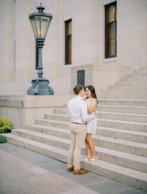 Columbus, Ohio engagement photos at Schiller Park, German Vilalge, and Capitol Square by Columbus, Ohio wedding photographer Hunter Photographic.