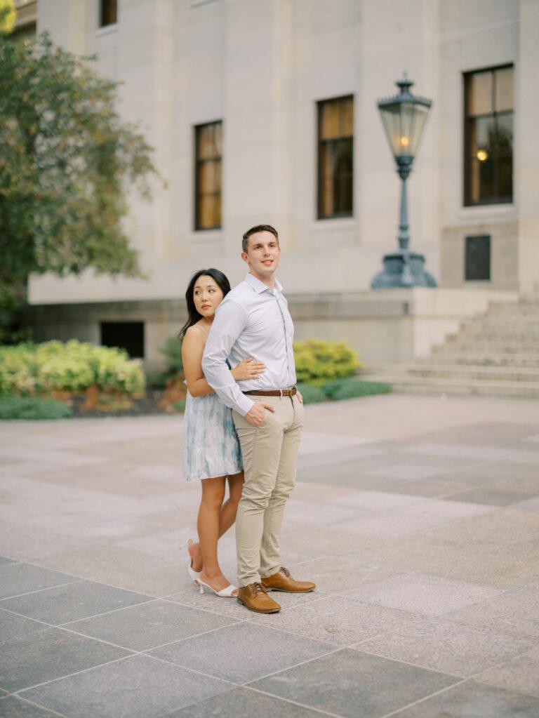 Columbus, Ohio engagement photos at Schiller Park, German Vilalge, and Capitol Square by Columbus, Ohio wedding photographer Hunter Photographic.