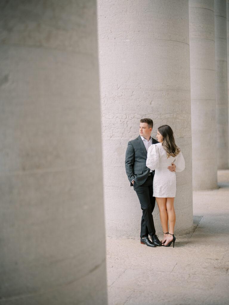 Capitol Square engagement photos in downtown Columbus, Ohio captured at the height of summer by Hunter Photographic.