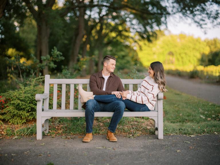 Columbus Park of Roses engagement photos at sunset captured at the height of summer by Hunter Photographic.