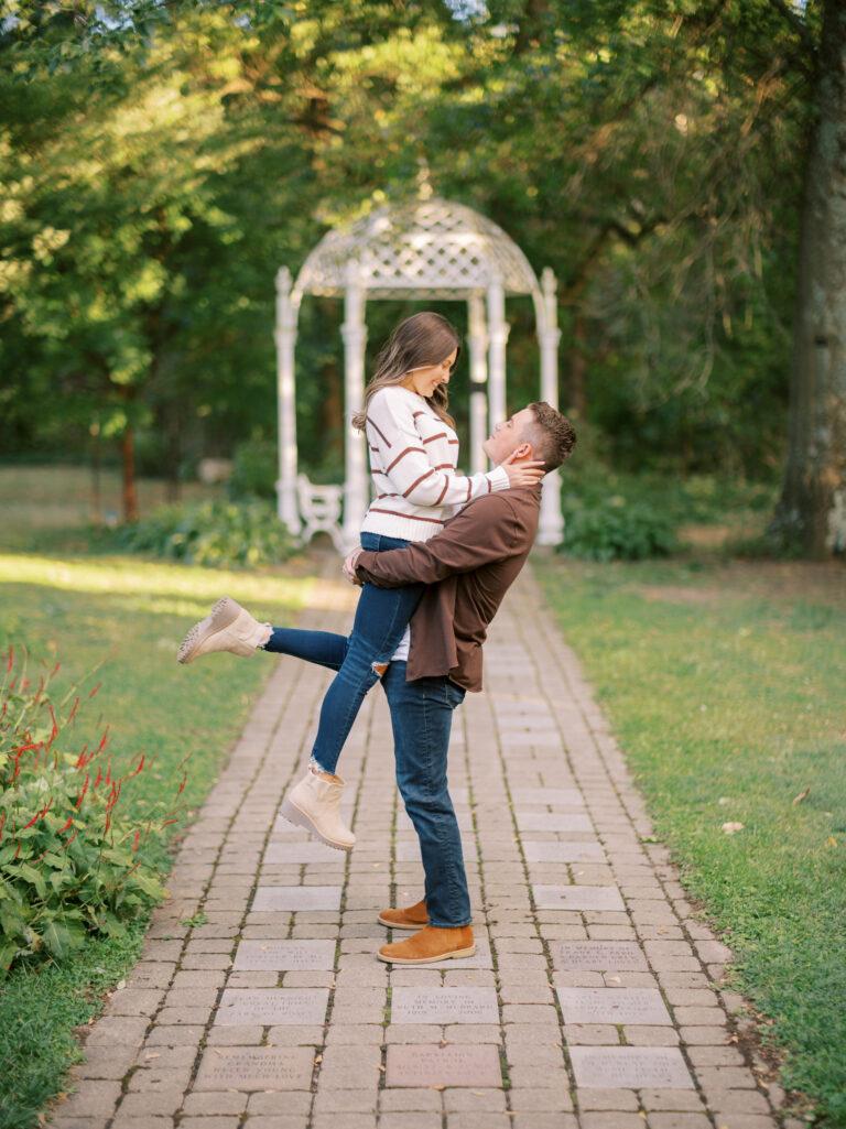 Columbus Park of Roses engagement photos at sunset captured at the height of summer by Hunter Photographic.