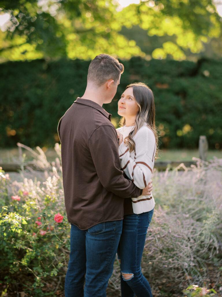 Columbus Park of Roses engagement photos at sunset captured at the height of summer by Hunter Photographic.