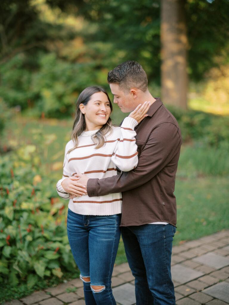 Columbus Park of Roses engagement photos at sunset captured at the height of summer by Hunter Photographic.