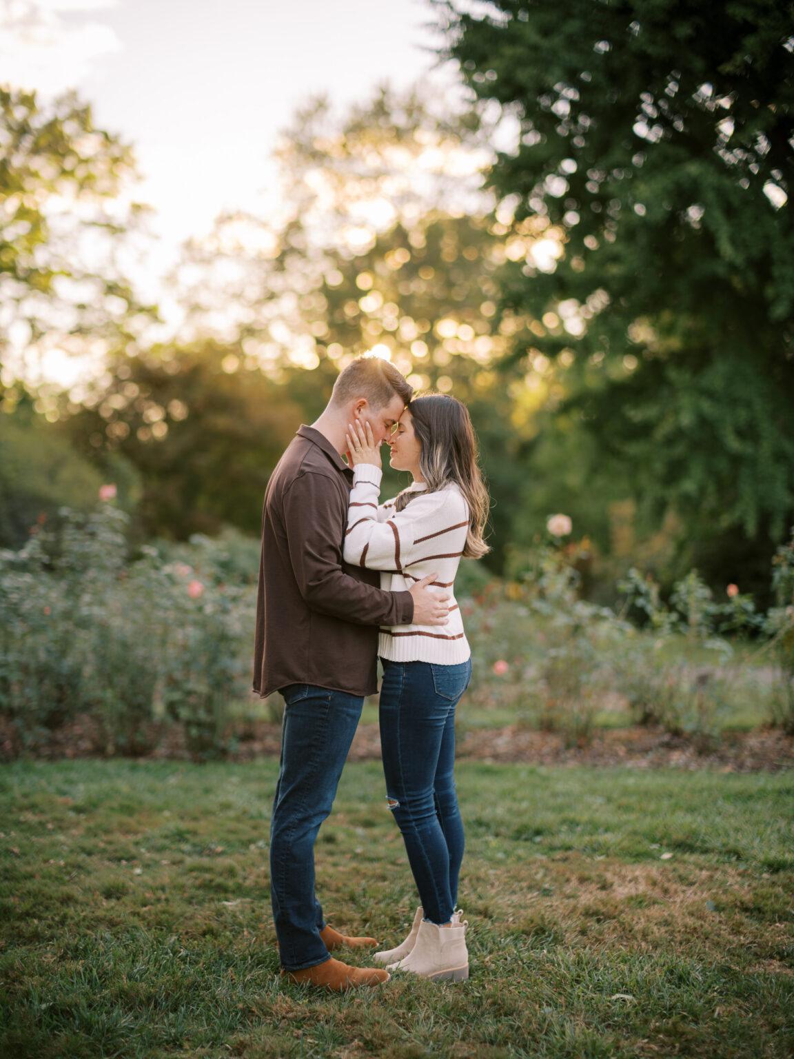 Columbus Park of Roses engagement photos at sunset captured at the height of summer by Hunter Photographic.