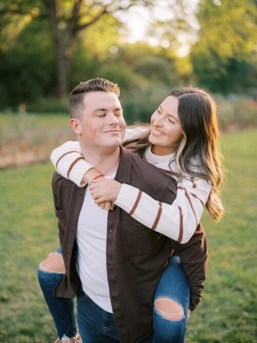 Columbus Park of Roses engagement photos at sunset captured at the height of summer by Hunter Photographic.