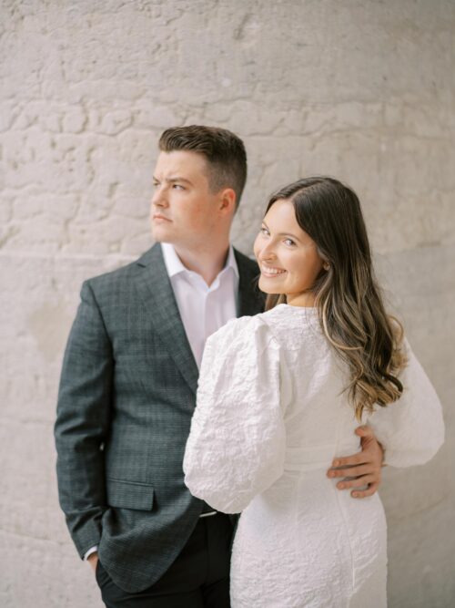 Capitol Square engagement photos in downtown Columbus, Ohio captured at the height of summer by Hunter Photographic.