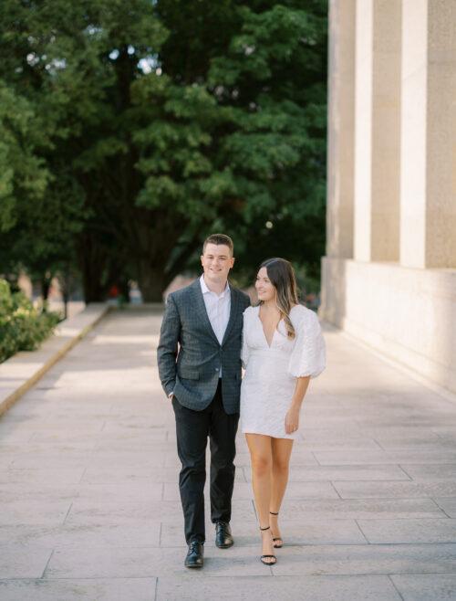 Capitol Square engagement photos in downtown Columbus, Ohio captured at the height of summer by Hunter Photographic.