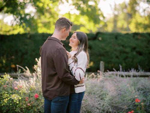 Columbus Park of Roses engagement photos at sunset captured at the height of summer by Hunter Photographic.